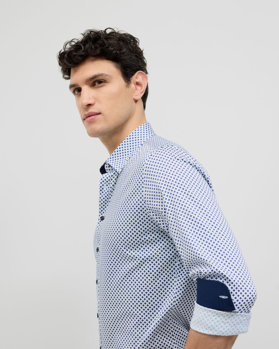 Geo Print Long Sleeve Shirt, Navy, hi-res